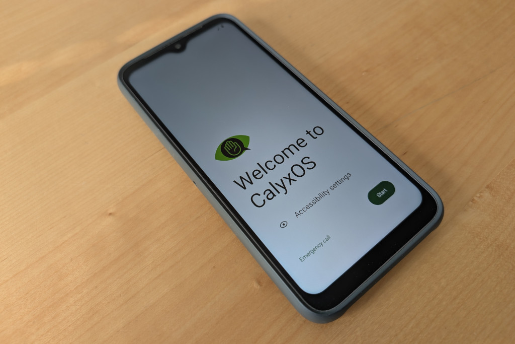 Fairphone 4 mit CalyxOS Welcome Screen