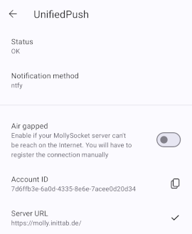 Molly UnifiedPush Einstellungen